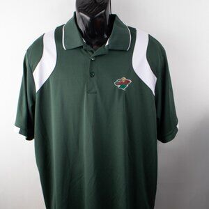 Antigua Minnesota Wild NHL Hockey Men's XL Polo Green and White Activewear